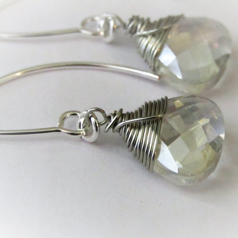 Clear AB Crystal Silver Earrings